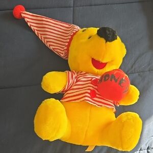 Yellow Plush Bear with Striped Outfit